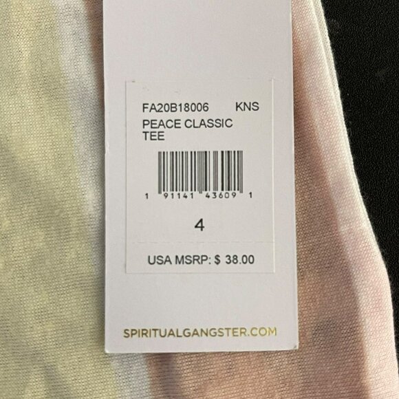 Spiritual Gangster Peace Classic Tee Multicolor Striped Design Size 4 - Picture 3 of 5